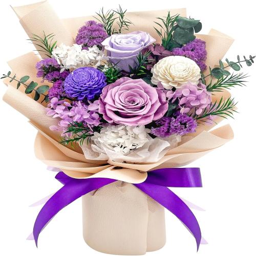 QOEAZY Flowers for Delivery, Preserved Flowers Bouquet with Gift Box, Rose Gifts for Women Mom Grandma